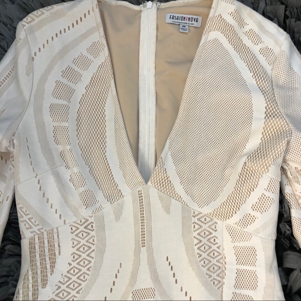 Fashion Nova Ivory Bodycon Dress.